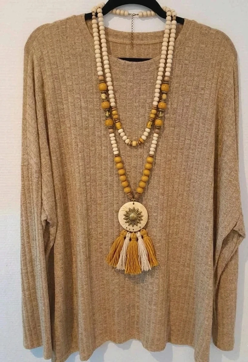Pull, soirées fraîches, été, Couleur Moutarde, Taille 4XL